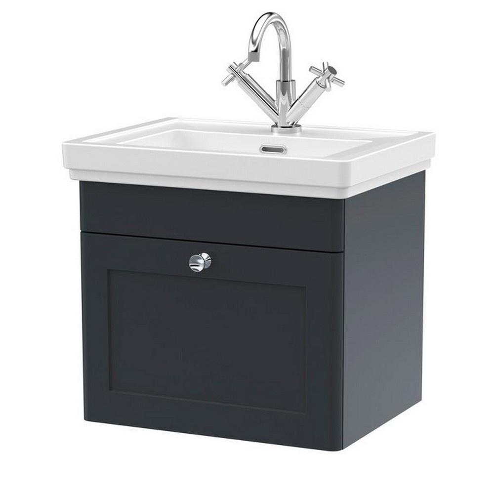 Nuie Classique 500mm Satin Anthracite Wall Hung 1TH Vanity Unit (1)