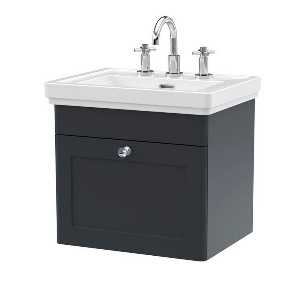 Nuie Classique 500mm Satin Anthracite Wall Hung 3TH Vanity Unit (1)