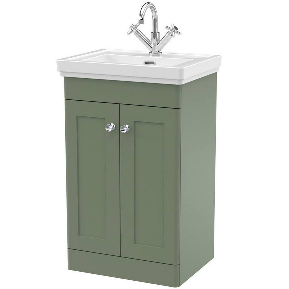Nuie Classique 500mm Satin Green Floorstanding 1TH Vanity Unit (1)