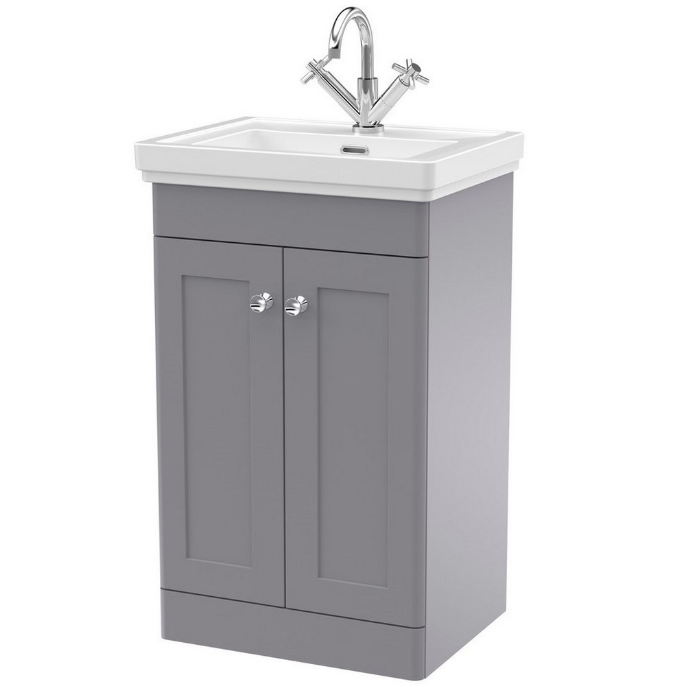 Nuie Classique 500mm Satin Grey Floorstanding 1TH Vanity Unit (1)