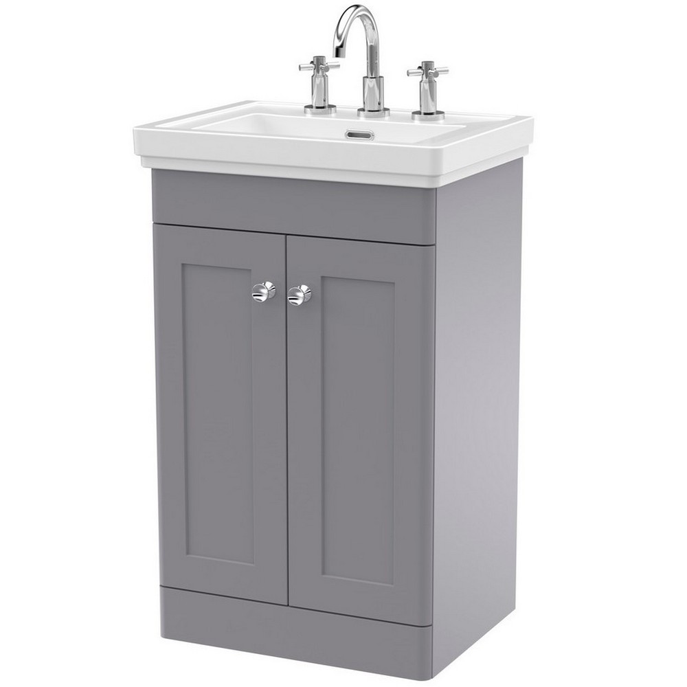 Nuie Classique 500mm Satin Grey Floorstanding 3TH Vanity Unit (1)