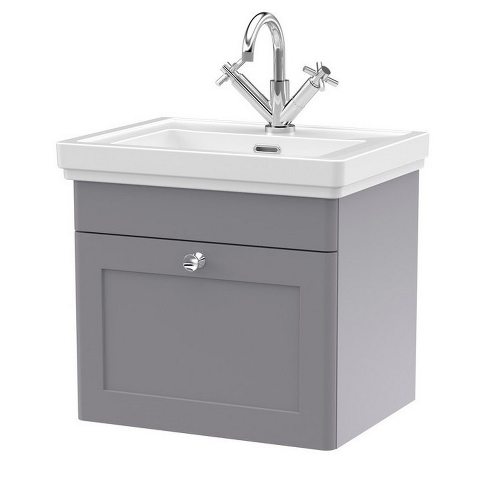 Nuie Classique 500mm Satin Grey Wall Hung 1TH Vanity Unit (1)