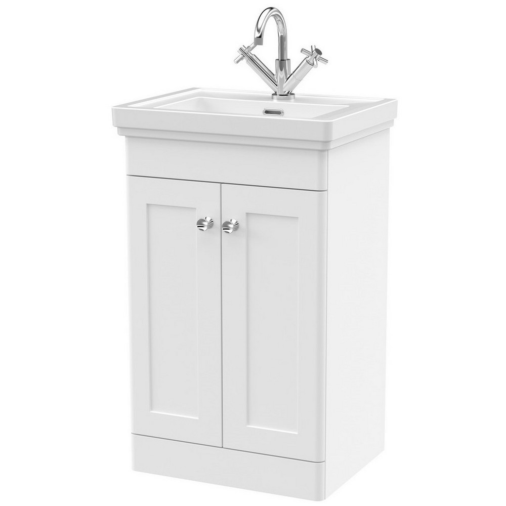 Nuie Classique 500mm Satin White Floorstanding 1TH Vanity Unit (1)