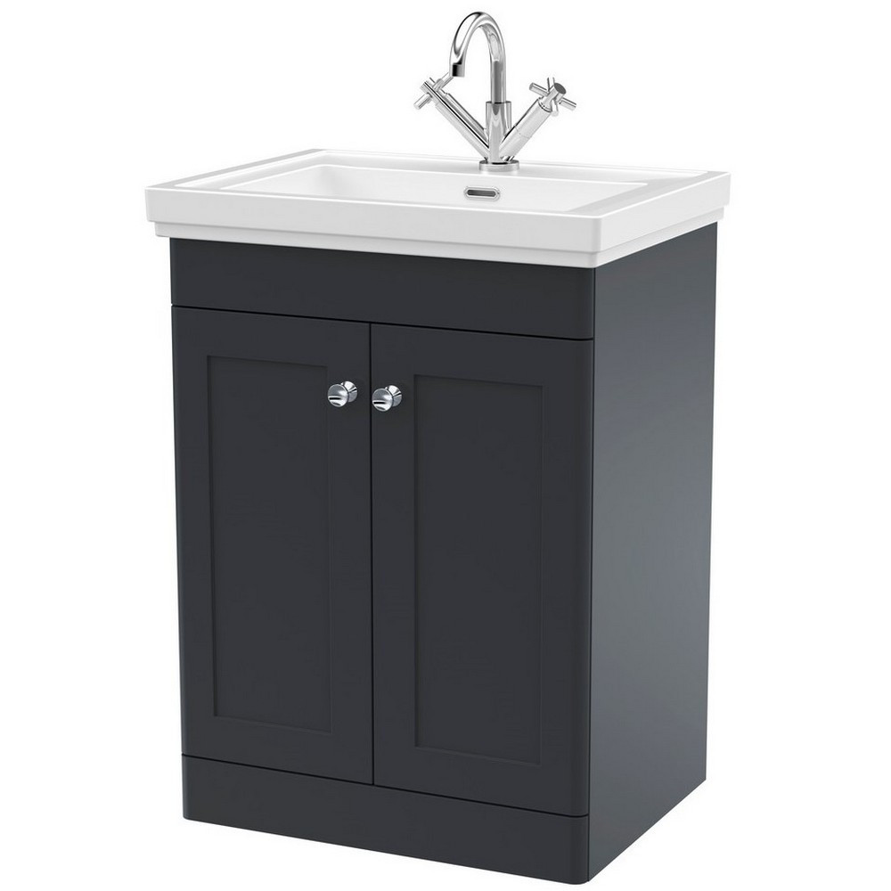 Nuie Classique 600mm Satin Anthracite Floorstanding 1TH Vanity Unit (1)