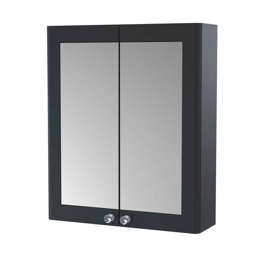 Nuie Classique 600mm Satin Anthracite Two Door Mirror Cabinet (1)