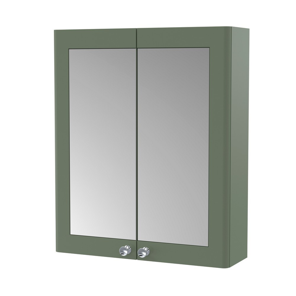 Nuie Classique 600mm Satin Green Two Door Mirror Cabinet (1)