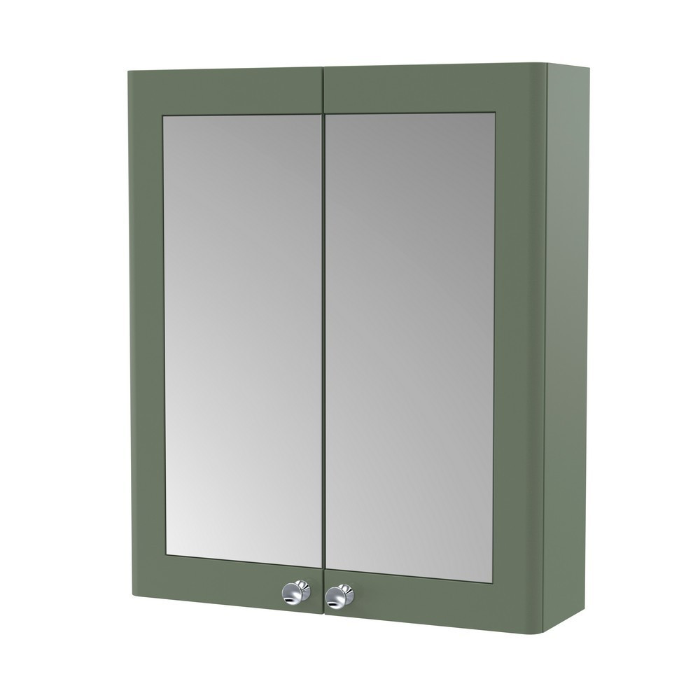 Nuie Classique 600mm Satin Green Two Door Mirror Cabinet