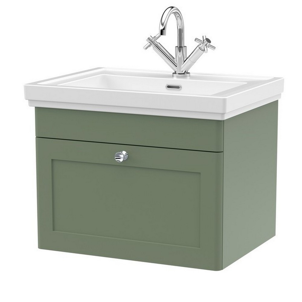 Nuie Classique 600mm Satin Green Wall Hung 1TH Vanity Unit (1)