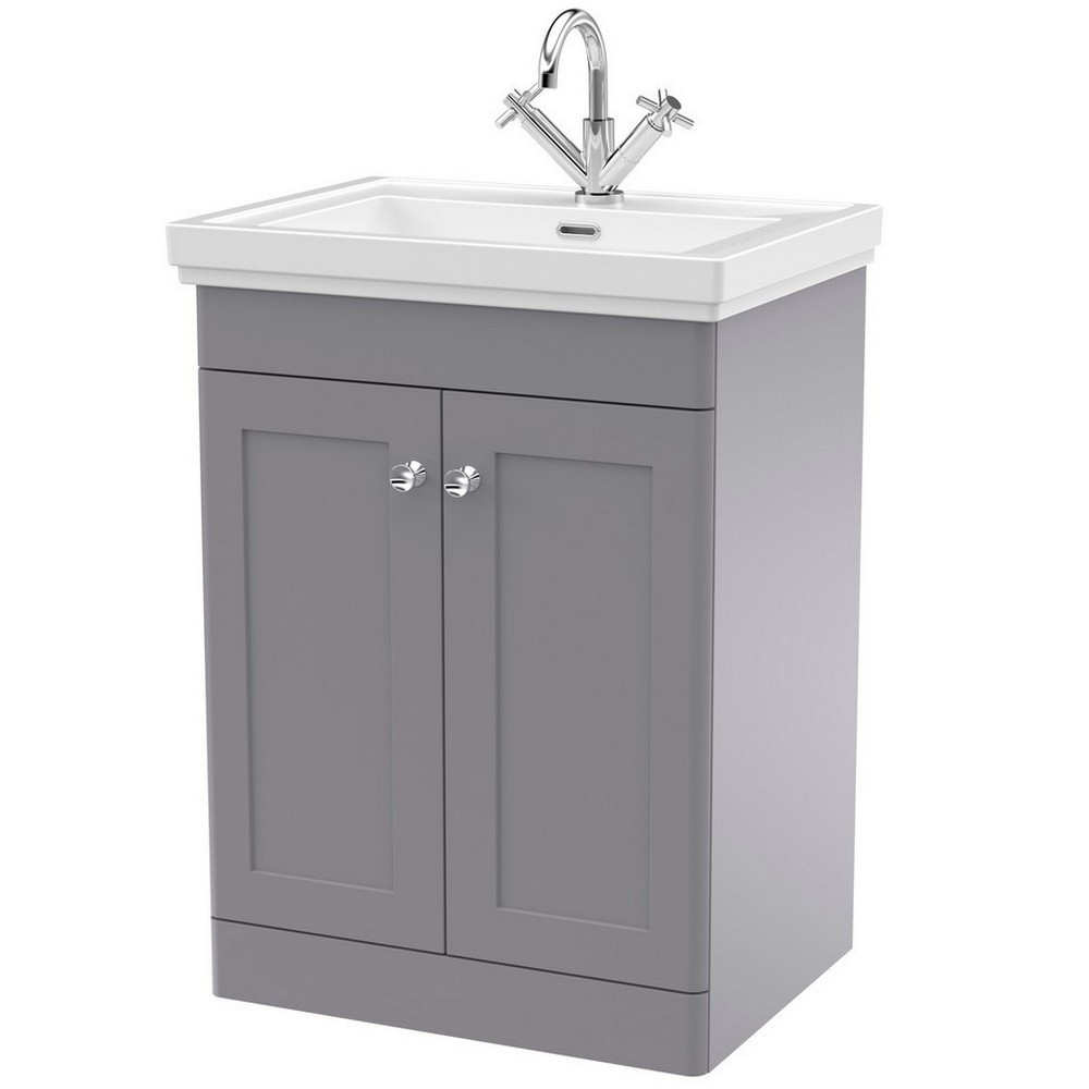 Nuie Classique 600mm Satin Grey Floorstanding 1TH Vanity Unit (1)