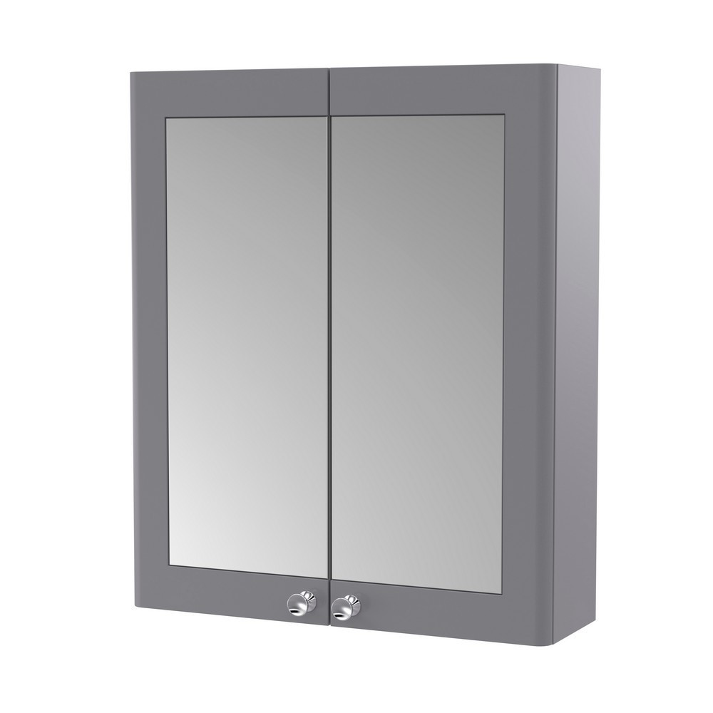 Nuie Classique 600mm Satin Grey Two Door Mirror Cabinet (1)