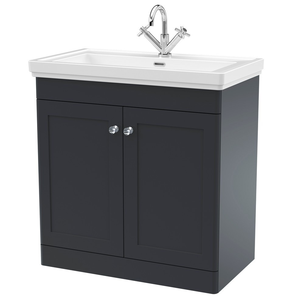 Nuie Classique 800mm Satin Anthracite Floorstanding 1TH Vanity Unit (1)