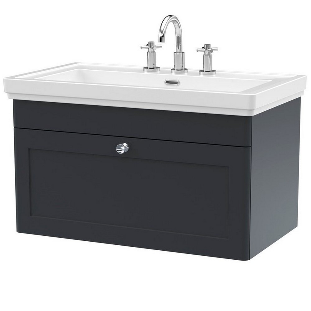 Nuie Classique 800mm Satin Anthracite Wall Hung 3TH Vanity Unit (1)