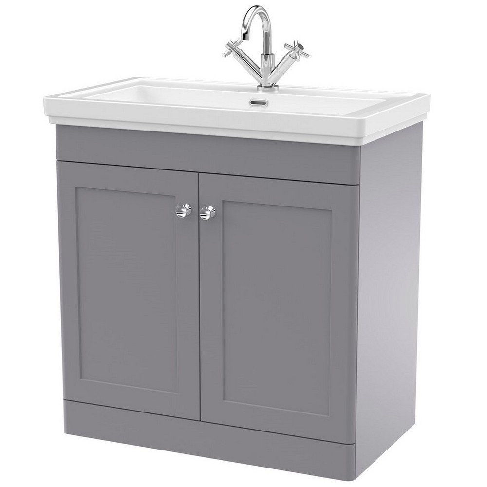 Nuie Classique 800mm Satin Grey Floorstanding 1TH Vanity Unit (1)