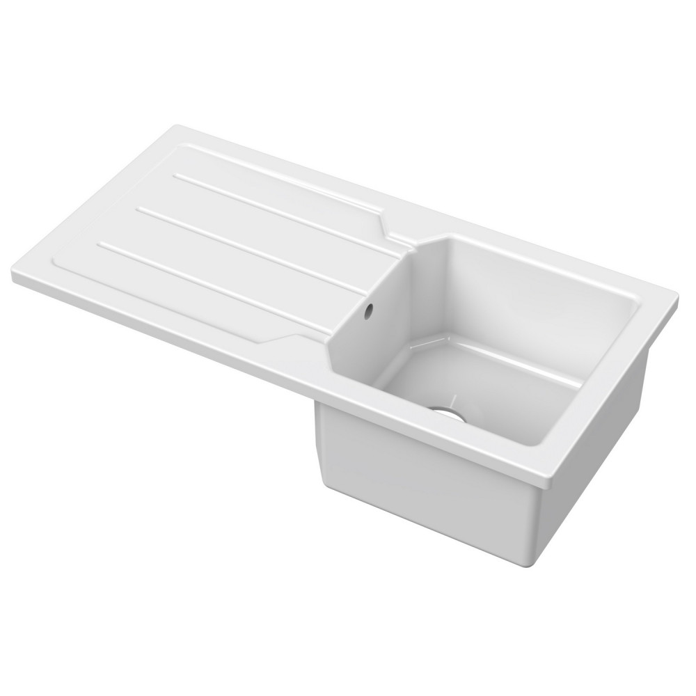 Nuie Compact 865 x 435mm Fireclay Single Bowl Countertop Kitchen Sink