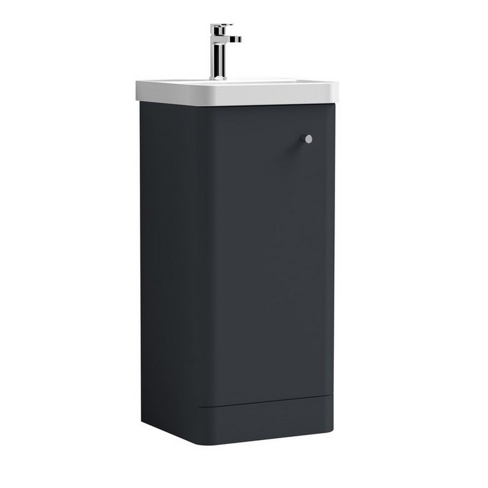 Nuie Core 400mm Satin Anthracite Freestanding Vanity Unit With Basin (1)