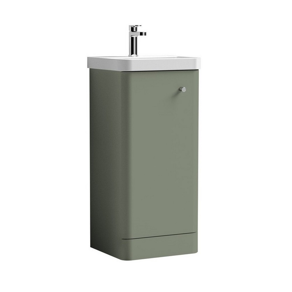 Nuie Core 400mm Satin Green Freestanding Vanity Unit With Basin (1)