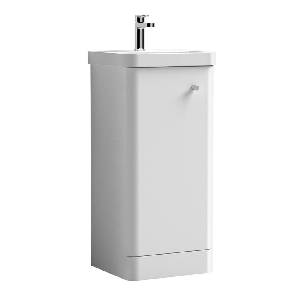 Nuie Core 400mm White Gloss Freestanding Vanity Unit With Basin