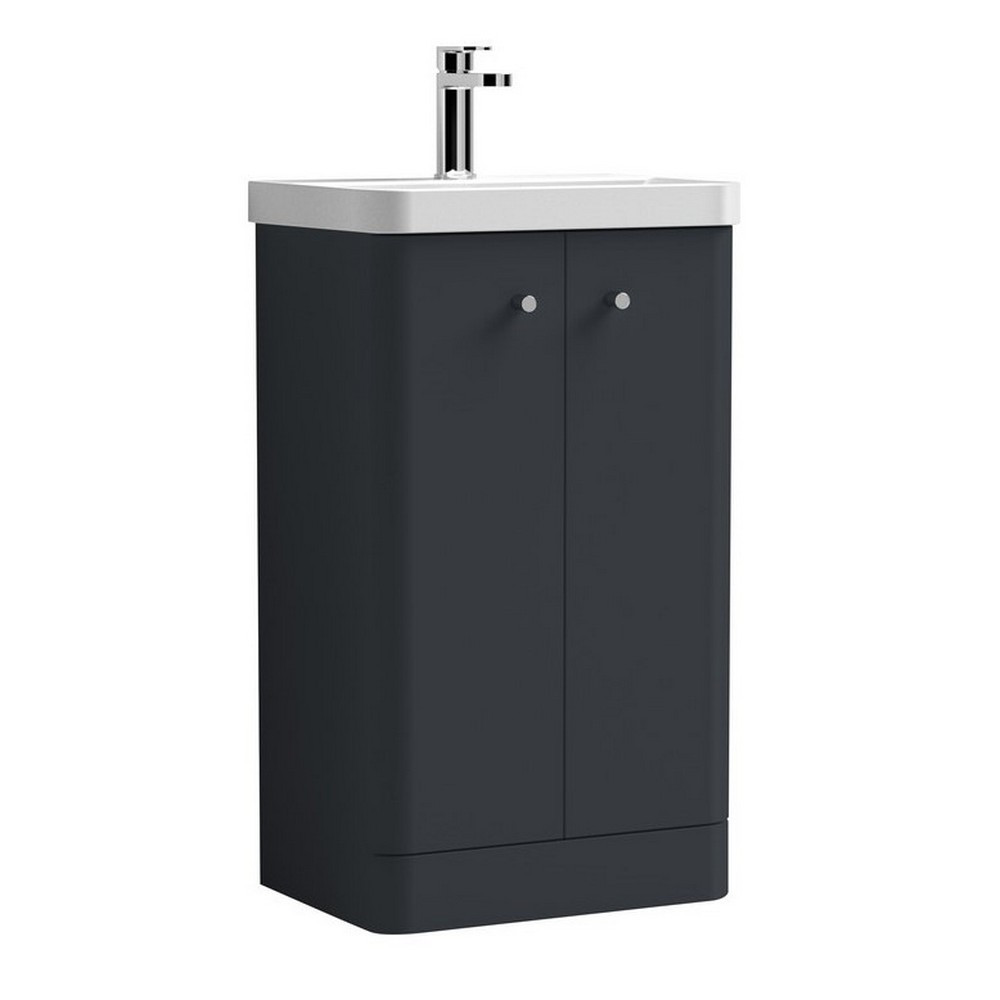 Nuie Core 500mm Satin Anthracite Freestanding Vanity Unit With Basin (1)