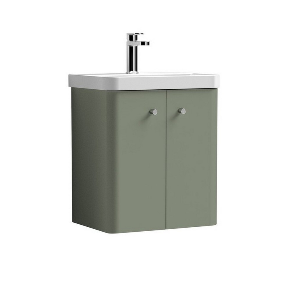 Nuie Core 500mm Satin Green Wall Hung Unit With Basin (1)