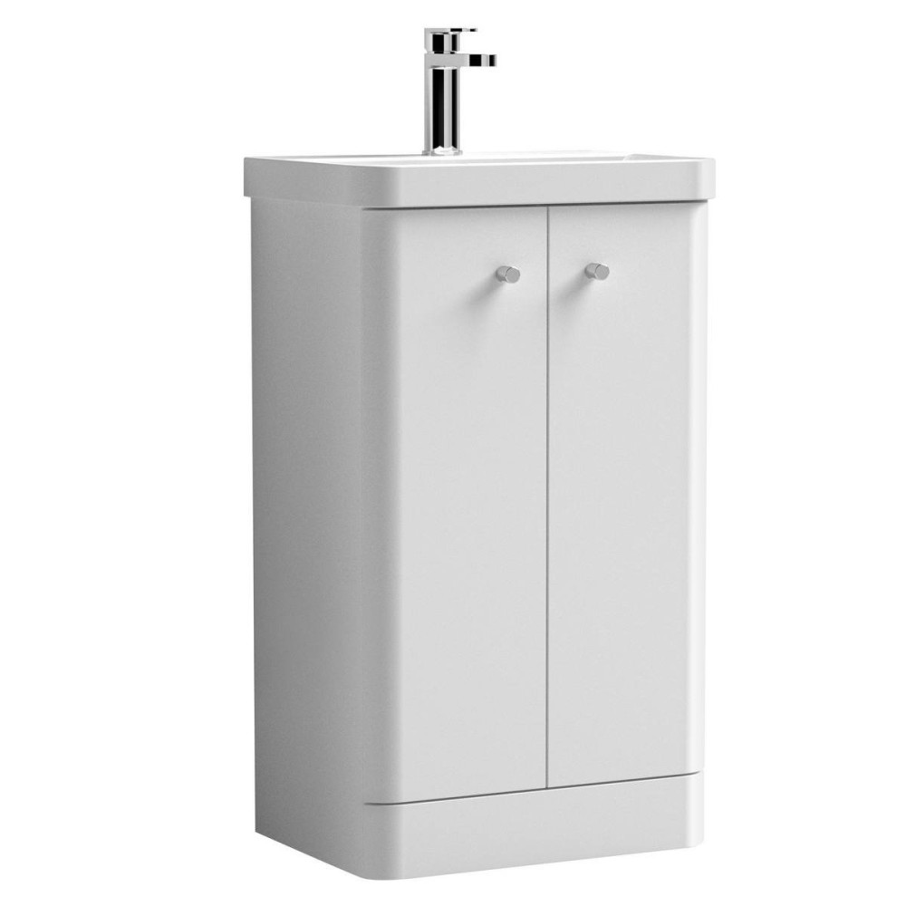 Nuie Core 500mm White Gloss Freestanding Vanity Unit With Basin (1)