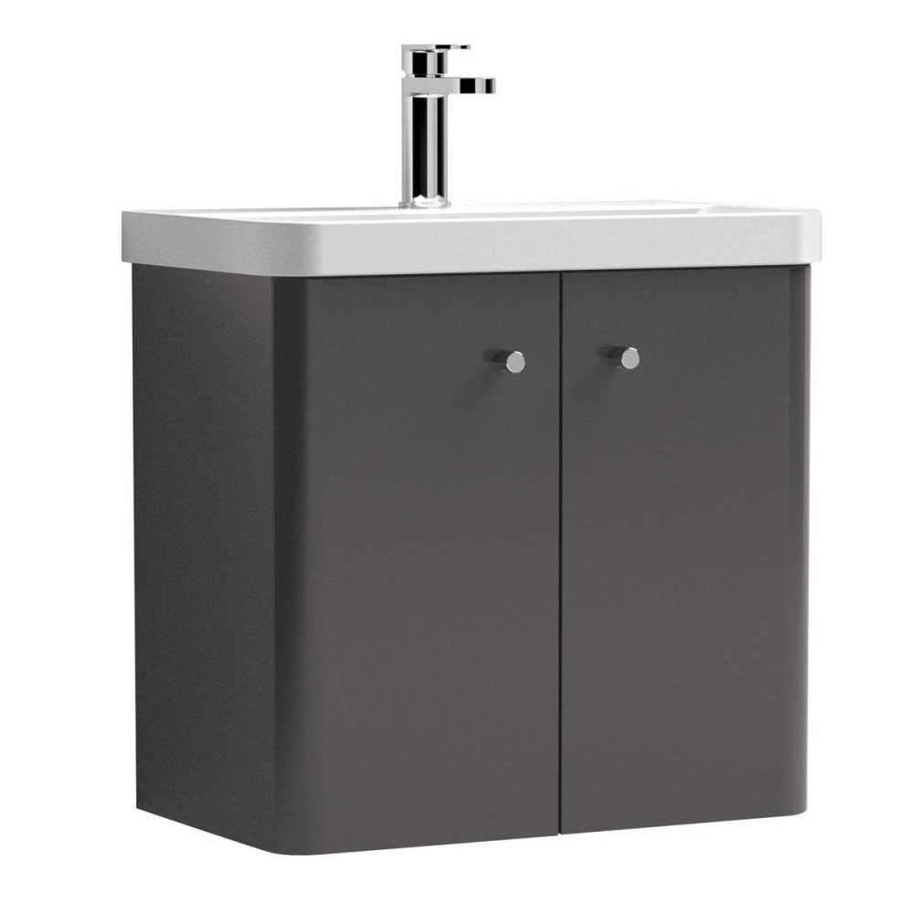 Nuie Core 600mm Grey Gloss Wall Hung Unit With Basin