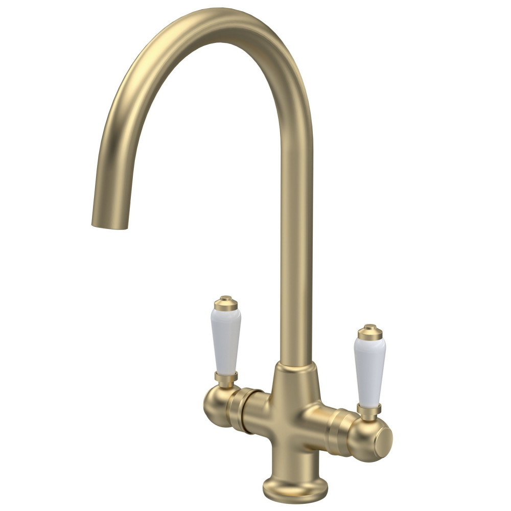 Nuie Cruciform Kitchen Sink Mixer in Brushed Brass