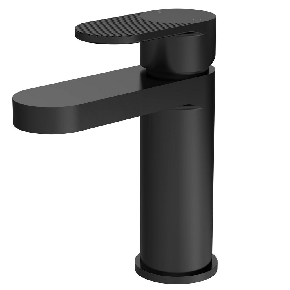 Nuie Cyprus Fluted Black Mono Basin Mixer with Waste