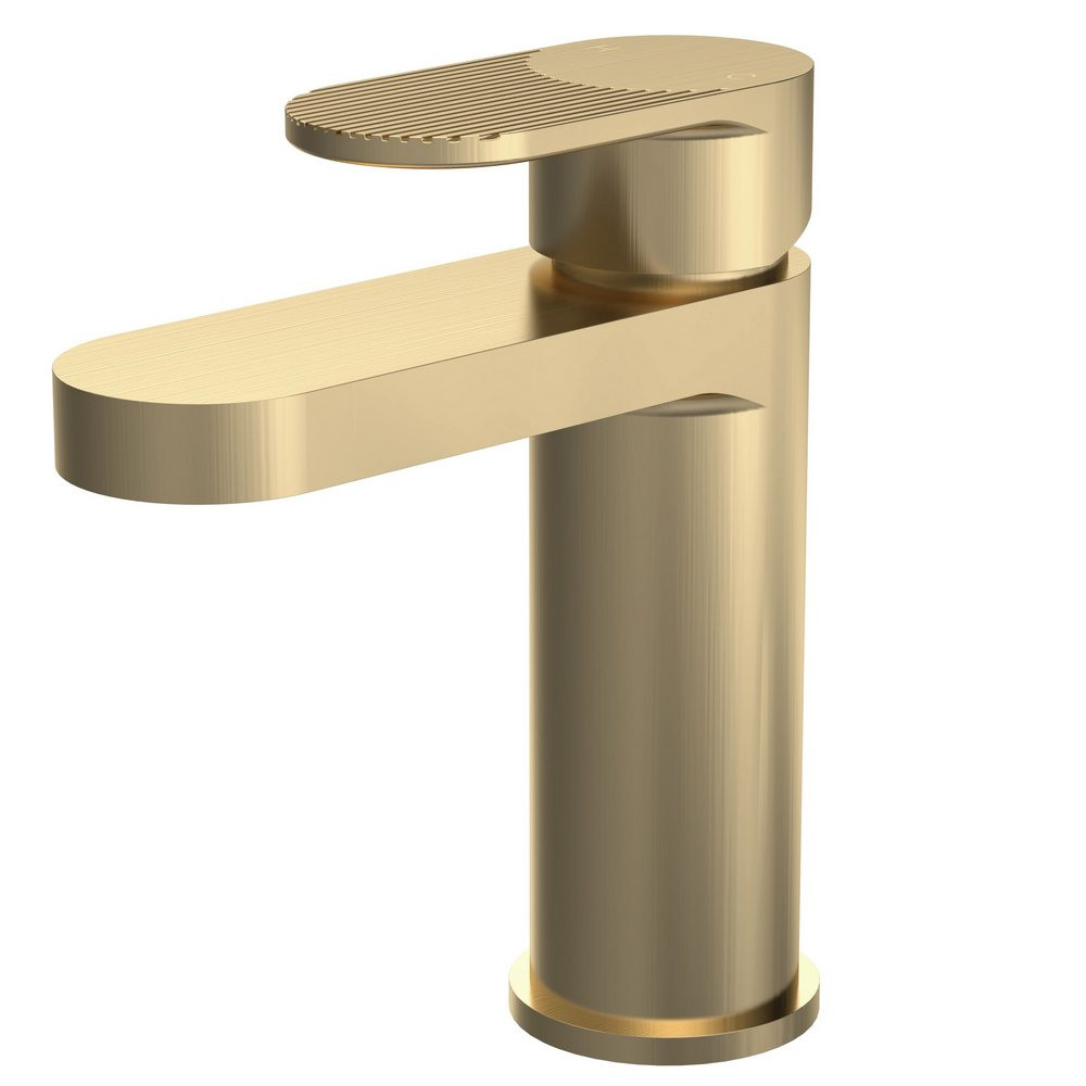 Nuie Cyprus Fluted Brushed Brass Mono Basin Mixer with Waste
