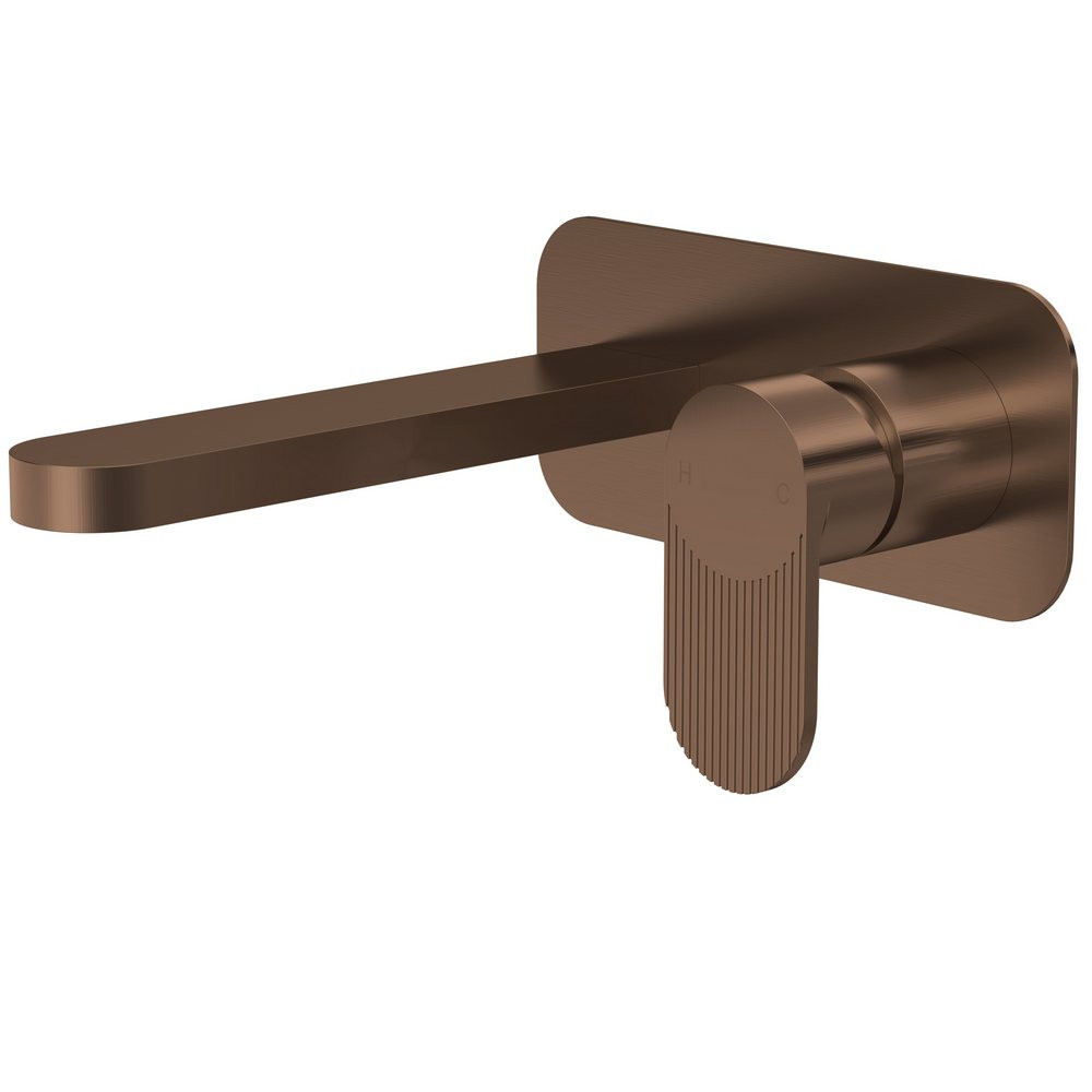 Nuie Cyprus Fluted Brushed Bronze Wall Mounted Basin Mixer
