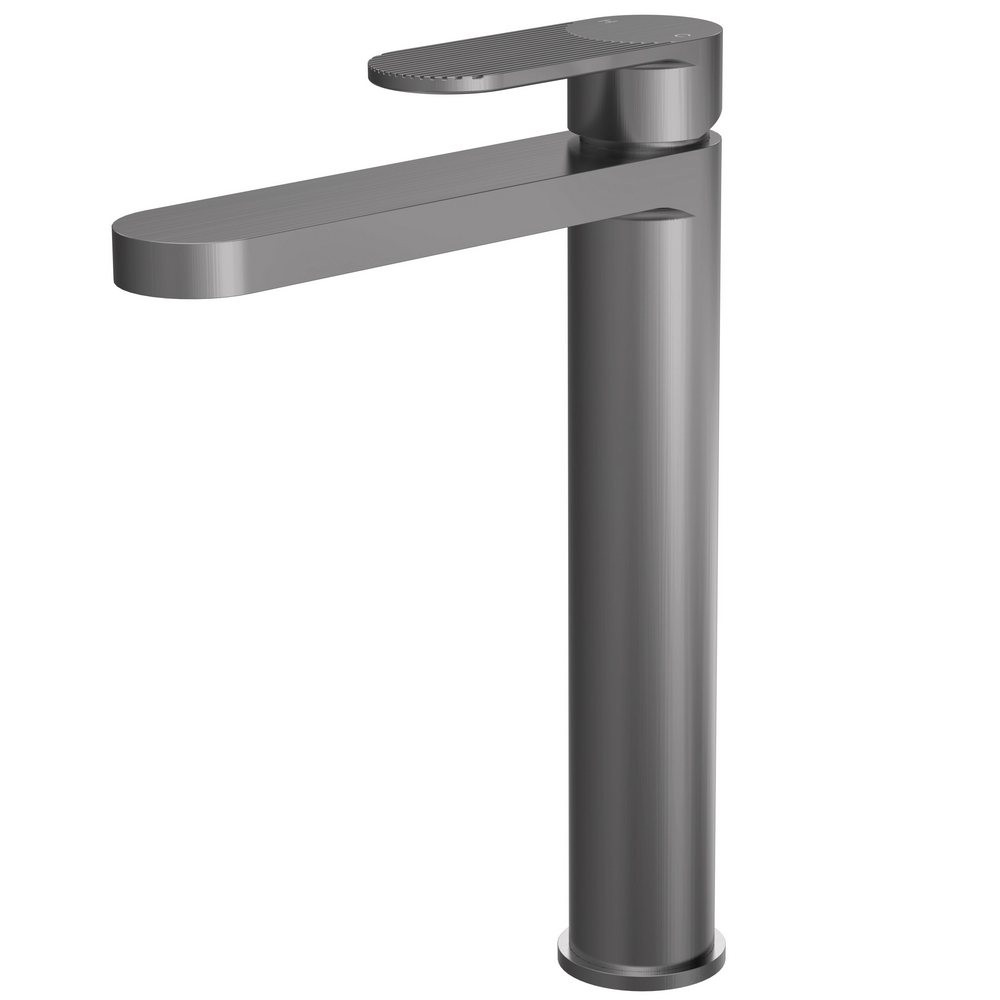 Nuie Cyprus Fluted Brushed Pewter Tall Mono Basin Mixer