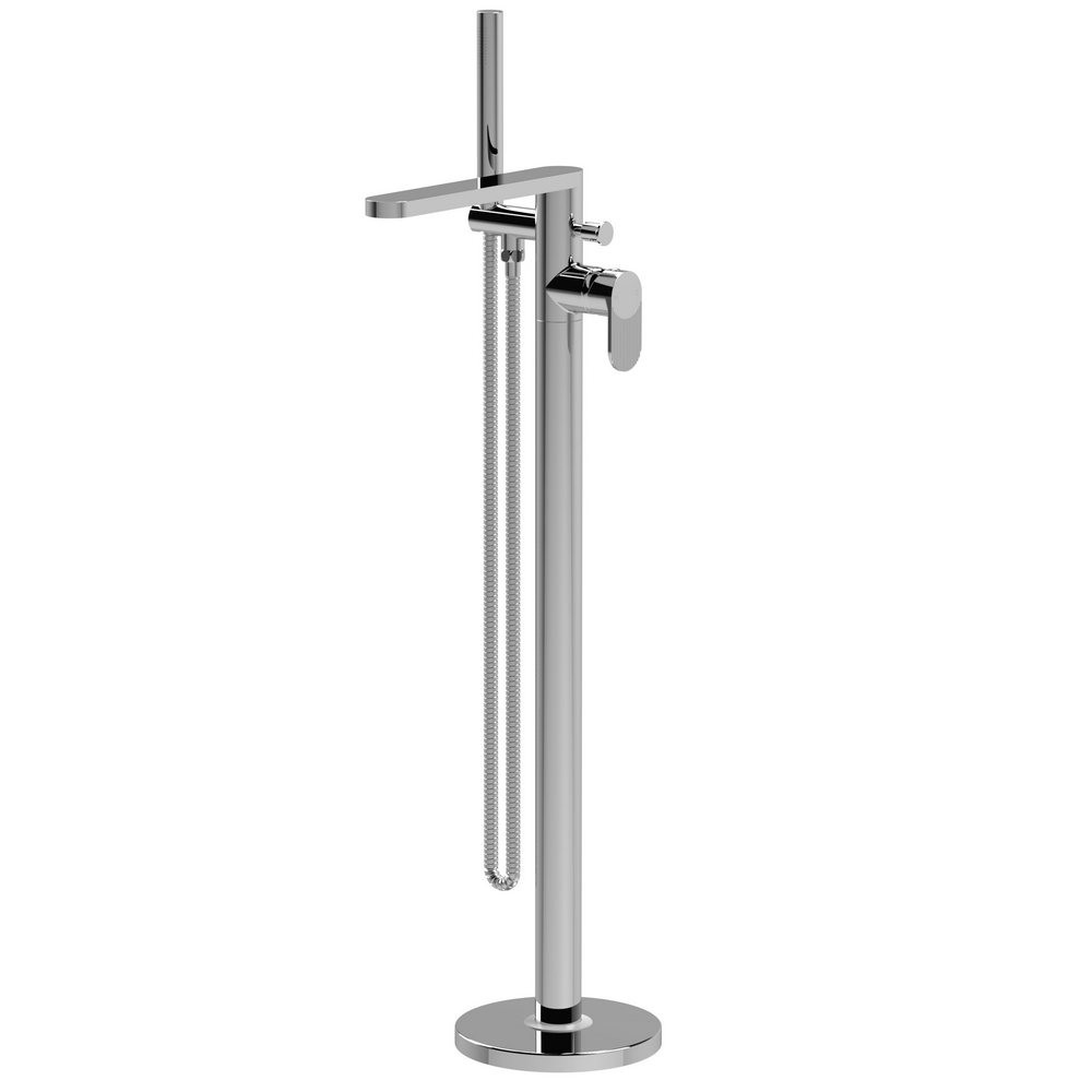 Nuie Cyprus Fluted Chrome Freestanding Bath Shower Mixer