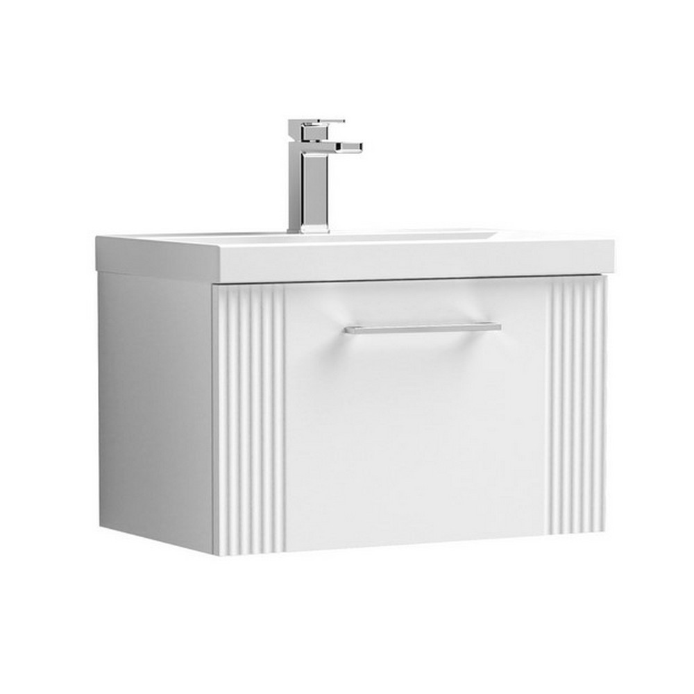Nuie Deco 600mm White 1 Drawer Wall Hung Unit With Basin