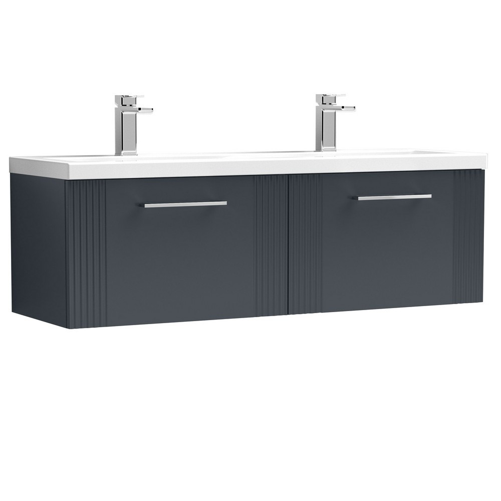 Nuie Deco 1200mm Anthracite 2-Drawer Wall Hung Unit With Twin Basin (1)