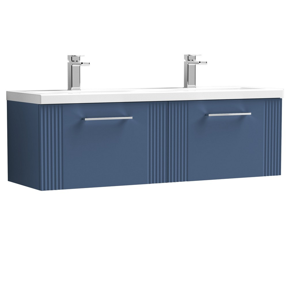 Nuie Deco 1200mm Blue 2-Drawer Wall Hung Unit With Twin Basin (1)