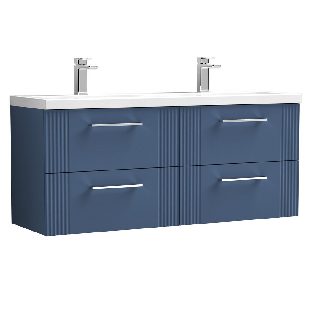 Nuie Deco 1200mm Blue 4-Drawer Wall Hung Unit With Twin Basin (1)