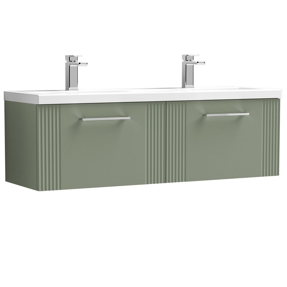 Nuie Deco 1200mm Green 2-Drawer Wall Hung Unit With Twin Basin (1)
