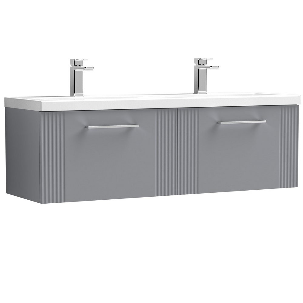 Nuie Deco 1200mm Grey 2-Drawer Wall Hung Unit With Twin Basin (1)