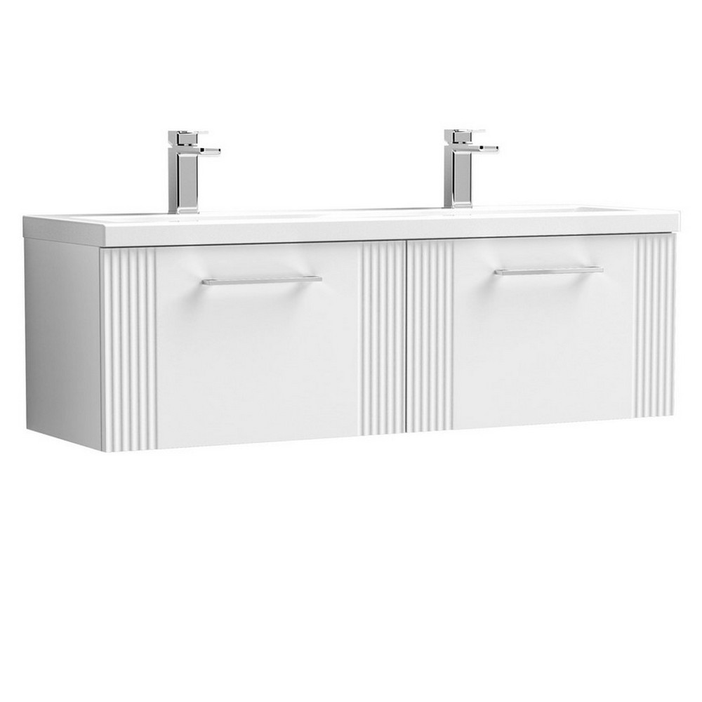 Nuie Deco 1200mm White 2-Drawer Wall Hung Unit With Twin Basin (1)