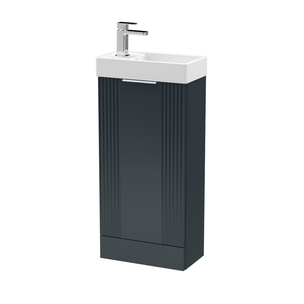 Nuie Deco 400mm Anthracite Compact Freestanding Vanity Unit with Basin