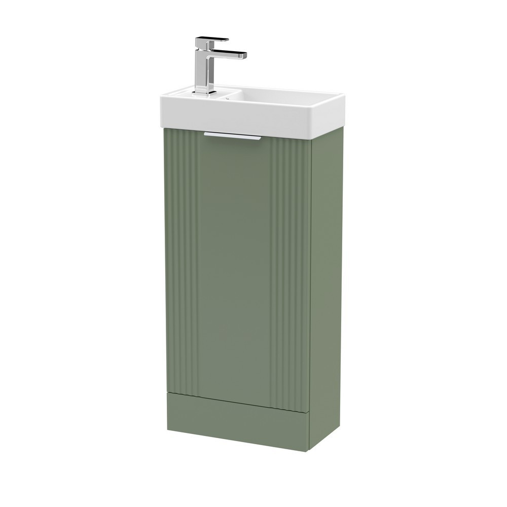Nuie Deco 400mm Green Compact Freestanding Vanity Unit with Basin