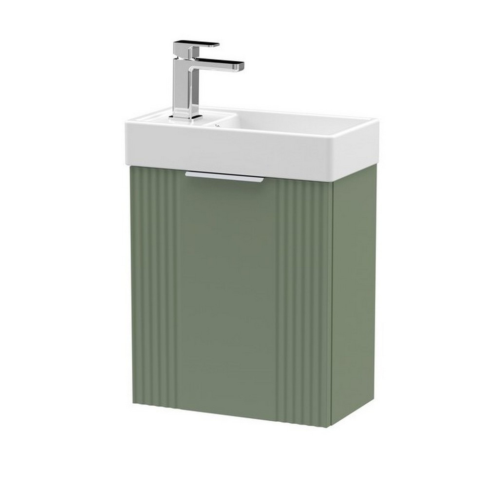 Nuie Deco 400mm Green Compact Wall Hung Vanity Unit with Basin