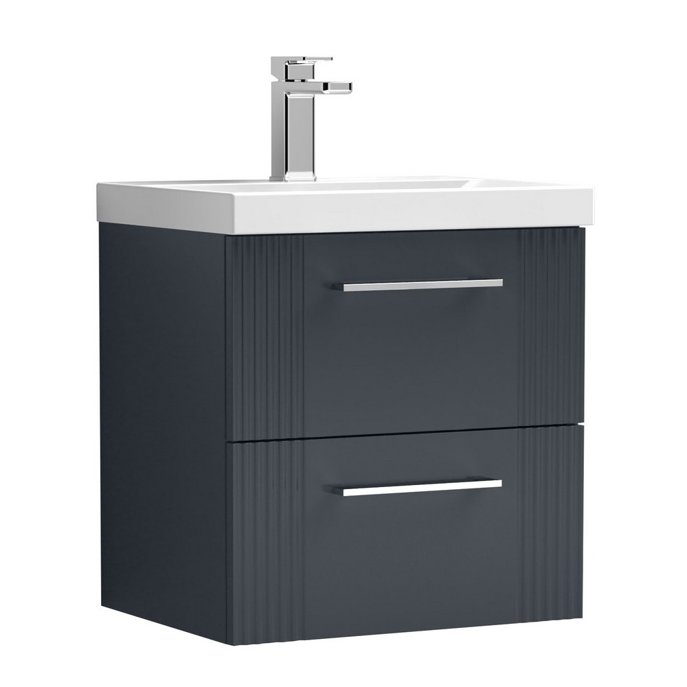 Nuie Deco 500mm Anthracite 2 Drawer Wall Hung Unit With Basin (1)