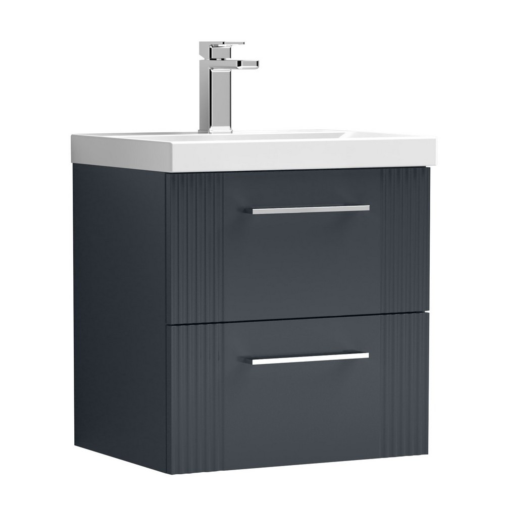 Nuie Deco 500mm Anthracite 2 Drawer Wall Hung Unit With Basin