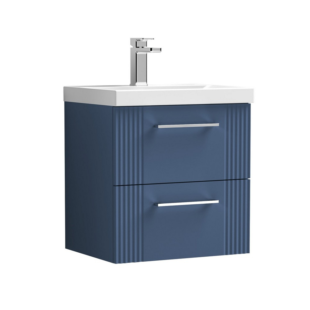 Nuie Deco 500mm Blue 2 Drawer Wall Hung Unit With Basin (1)