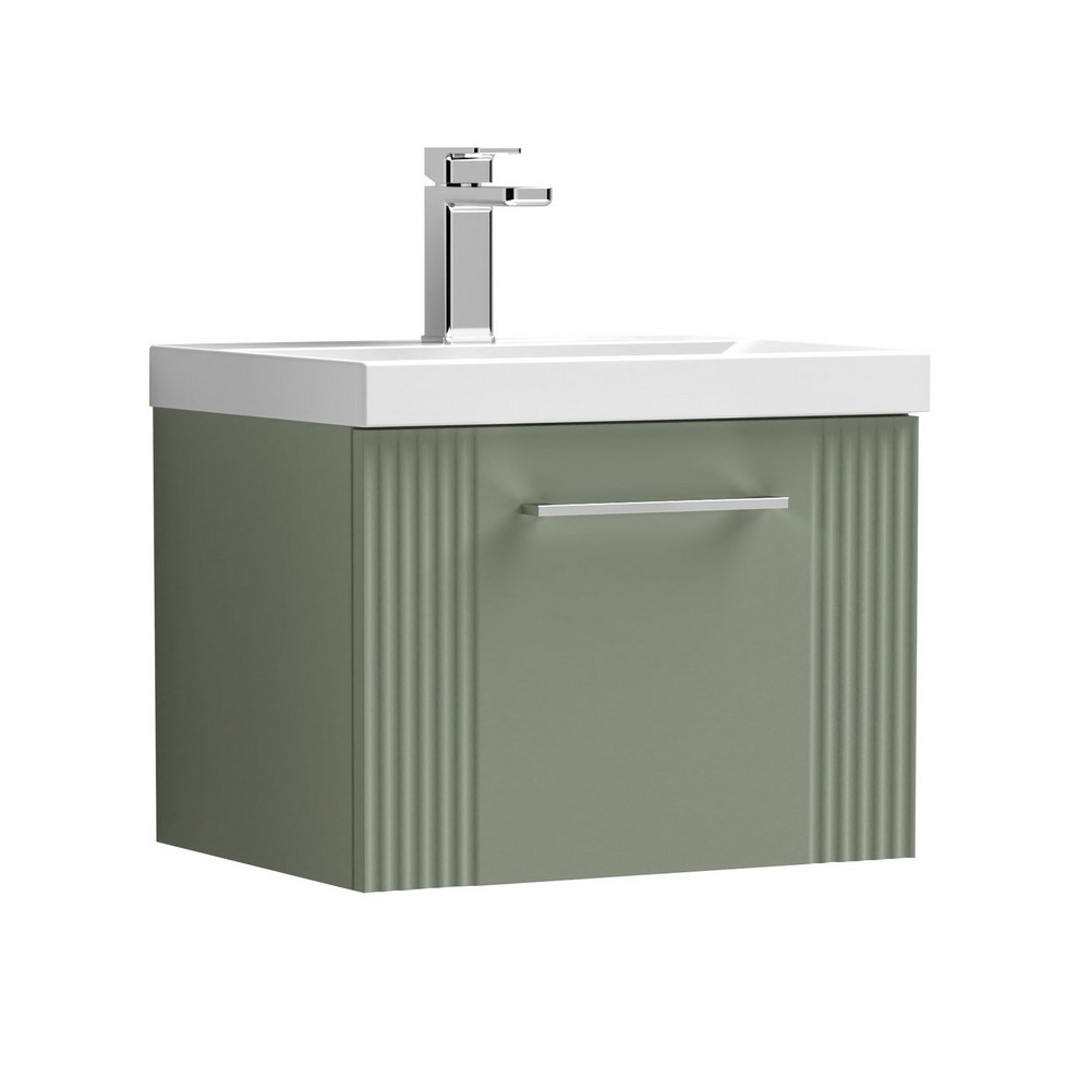Nuie Deco 500mm Green 1 Drawer Wall Hung Unit With Basin (1)
