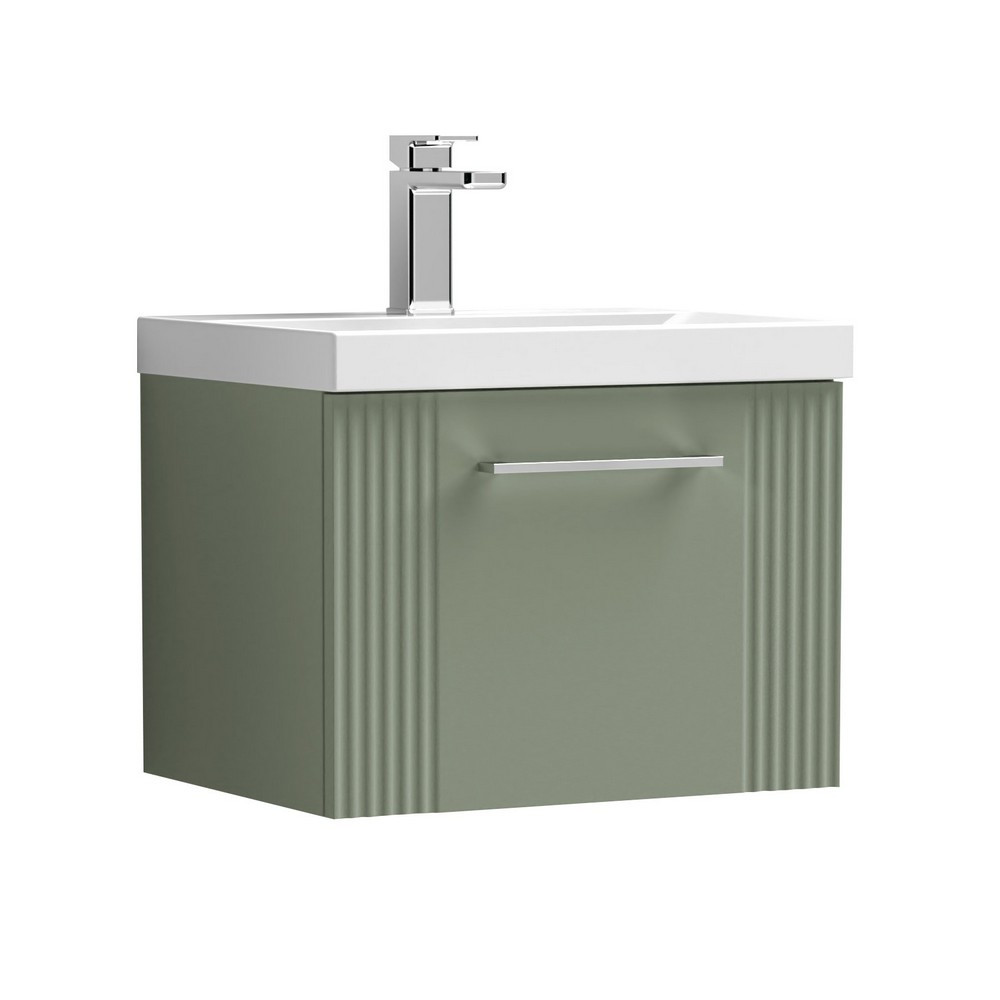 Nuie Deco 500mm Green 1 Drawer Wall Hung Unit With Basin