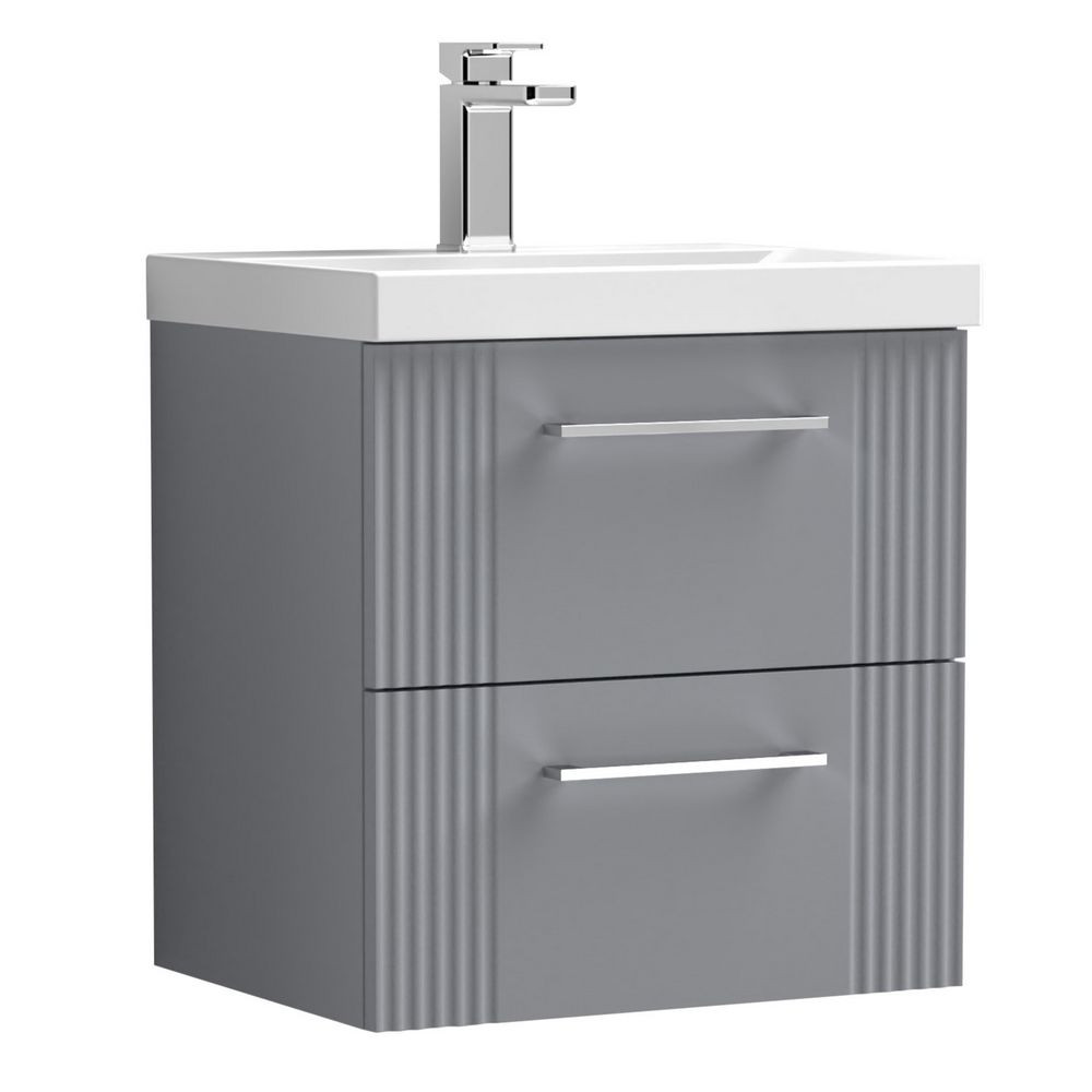 Nuie Deco 500mm Grey 2 Drawer Wall Hung Unit With Basin