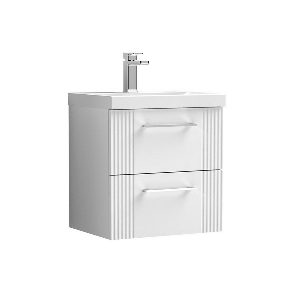 Nuie Deco 500mm White 2 Drawer Wall Hung Unit With Basin (1)