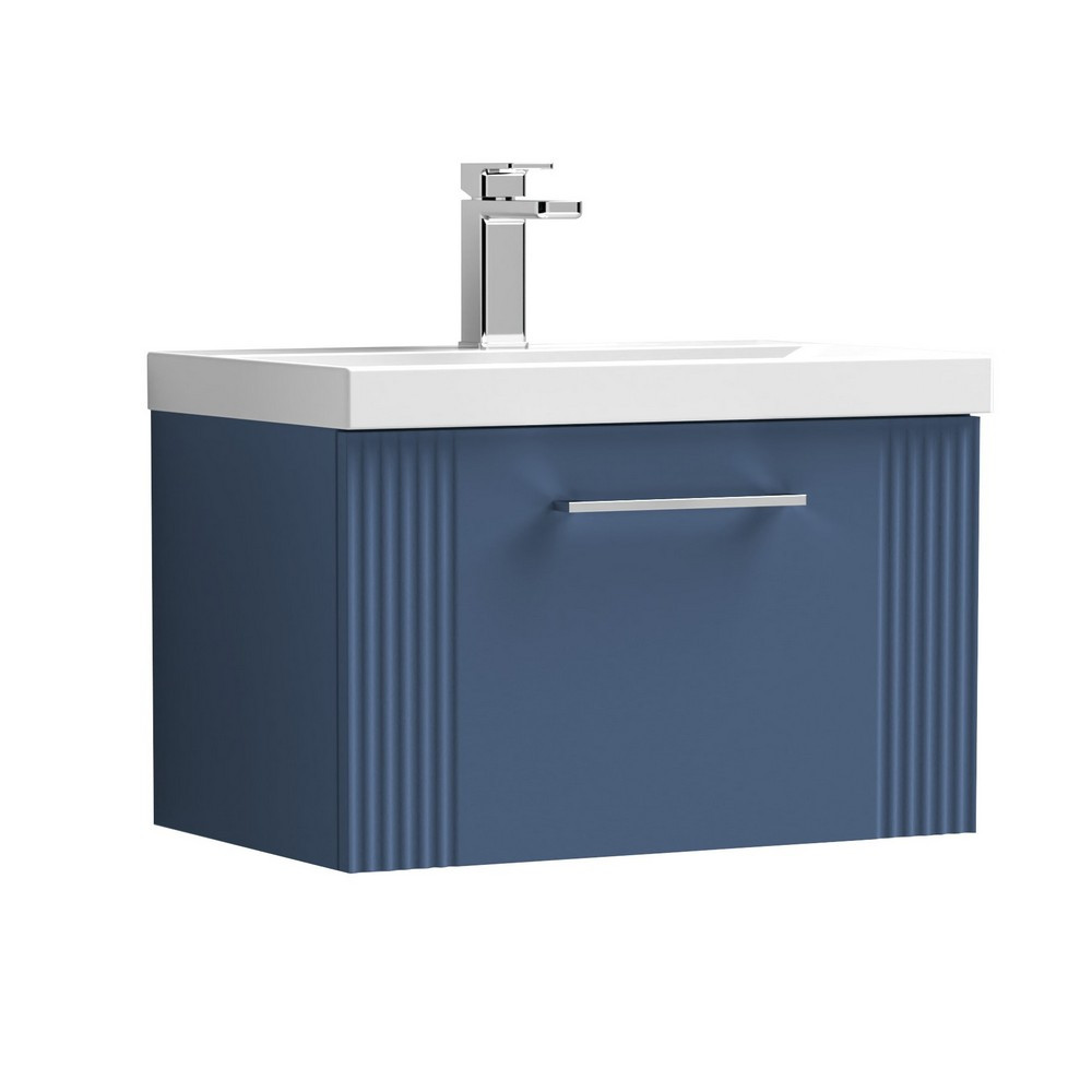 Nuie Deco 600mm Blue 1 Drawer Wall Hung Unit With Basin