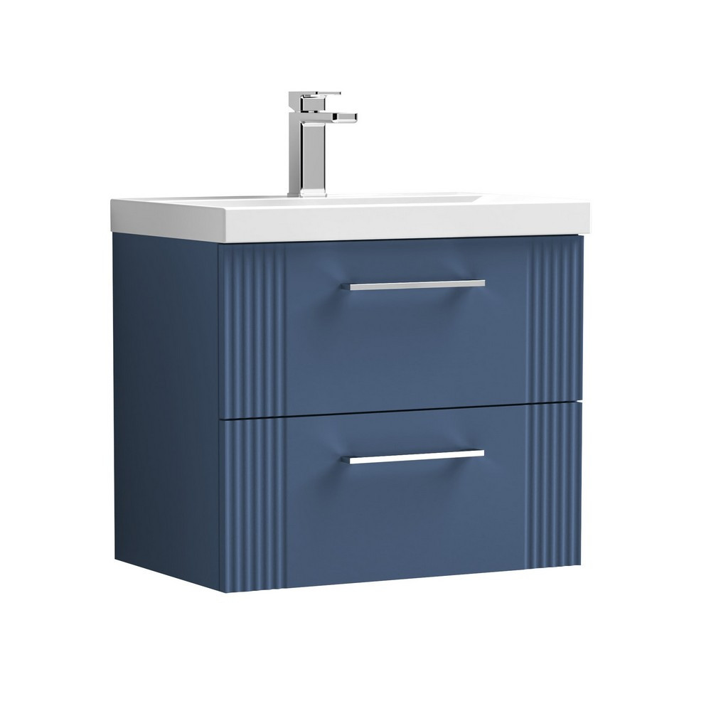 Nuie Deco 600mm Blue 2 Drawer Wall Hung Unit With Basin